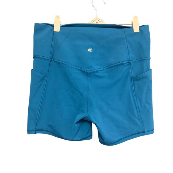 Athleta Women's Short Sz L Teal Blue Salutation Stash 5 inches High Rise Stretch - Picture 3 of 6